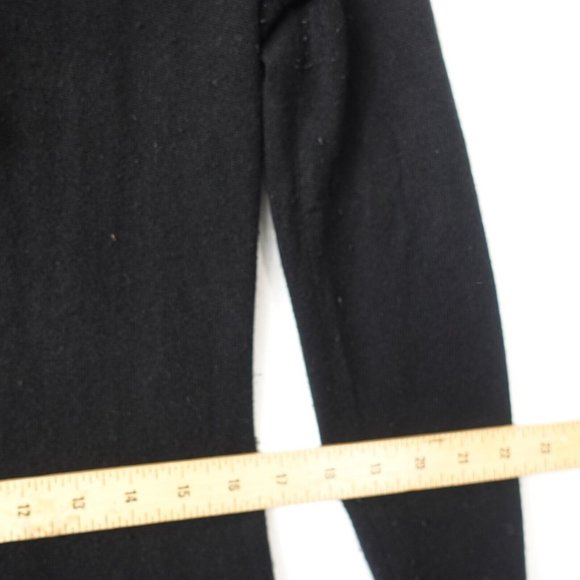 Vintage RALPH LAUREN Black Cashmere Dress Women Medium Sweater Ruffle Keyhole 90 - Picture 5 of 11